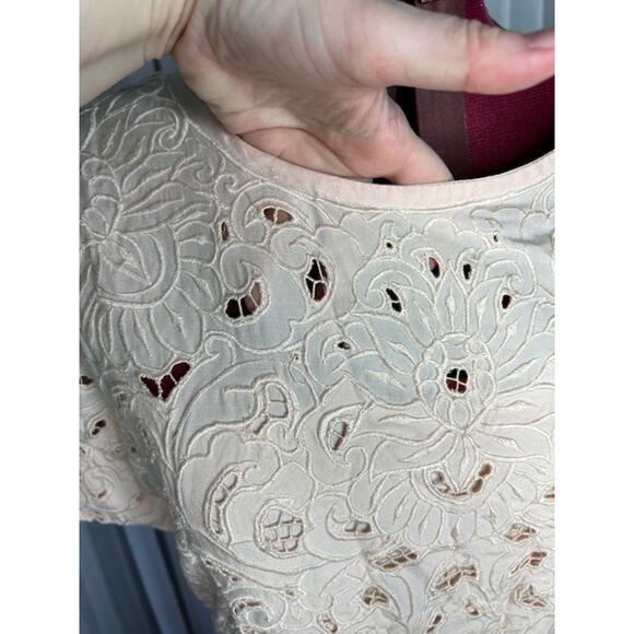 dress cutwork lace pink vintage romantic shoulder pads - Picture 6 of 11